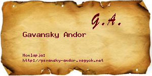 Gavansky Andor névjegykártya